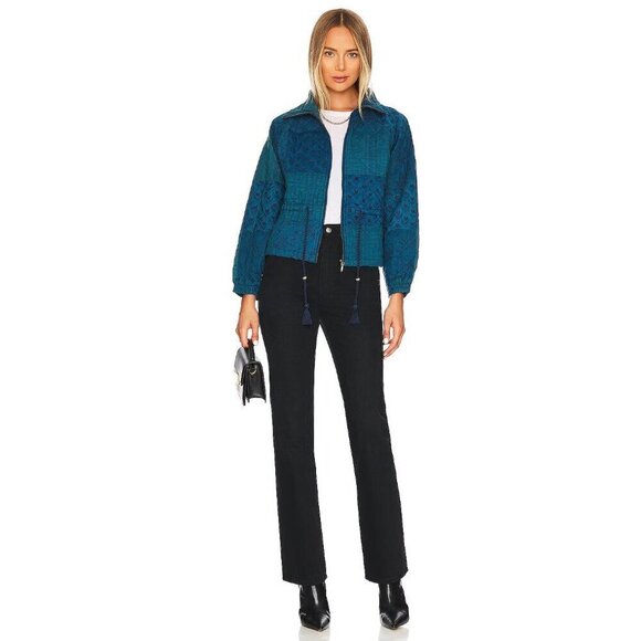 Cleobella Quilted Patchwork Lightweight Jacket Indigo Womens Size Small - Picture 13 of 14